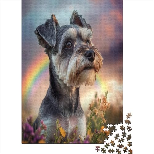 Schnauzer Puzzle 1000 Teile Lernspiel Spielzeug Geschenk Holzpuzzle Erwachsene Abbauen Familien Für Erwachsene Und Kinder 1000pcs (75x50cm) von GAOYUCHUN