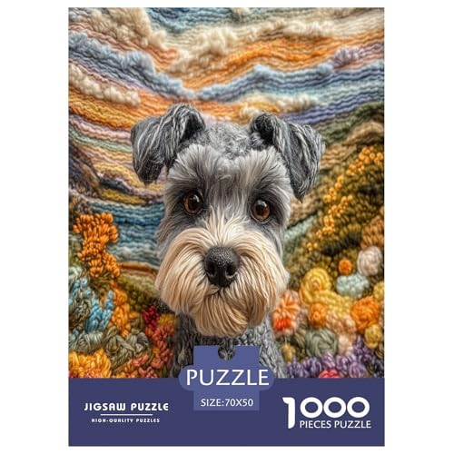 Schnauzer Puzzle 1000-teilige Schwer Puzzle Spielzeug Pädagogisches Spiel Impossible Herausforderungsspielzeug Für Erwachsene Kinder 70x50cm/1000pcs von GAOYUCHUN