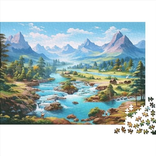 Seen and Snowy Mountains 1000 Stück Puzzles Für Erwachsene Teenager Stress Abbauen Familien-Puzzlespiel 1000-teiliges Puzzle Kinder Lernspiel Spielzeug Geschenk Puzzel 1000pcs (75x50cm) von GAOYUCHUN
