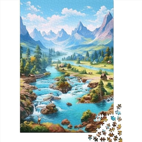 Seen and Snowy Mountains Puzzles 1000 Teile Schwer Puzzle Spielzeug Pädagogisches Spiel Impossible Herausforderung Spielzeug Für Erwachsene Kinder 1000pcs (75x50cm) von GAOYUCHUN