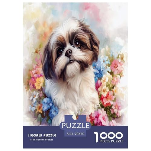 Shih Tzu Puzzles 1000 Teile Schwer Puzzle Spielzeug Pädagogisches Spiel Impossible Herausforderungsspielzeug Für Erwachsene Kinder 70x50cm/1000pcs von GAOYUCHUN