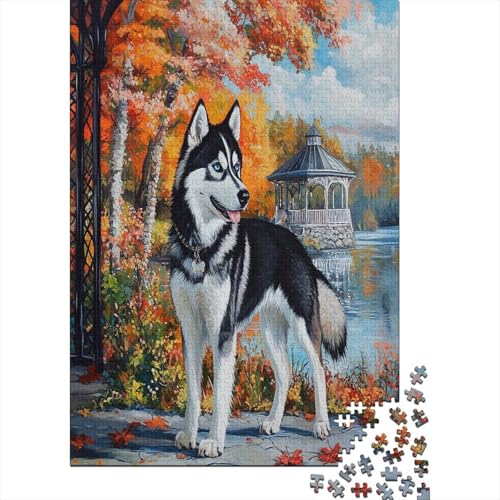 Siberian Husky 1000-teiliges Puzzle Lernspiel Spielzeug Geschenk Puzzle 1000 Teile Puzzles Heim Dekoration Für Erwachsene Und Kinder Ab 12 Jahren 1000pcs (75x50cm) von GAOYUCHUN