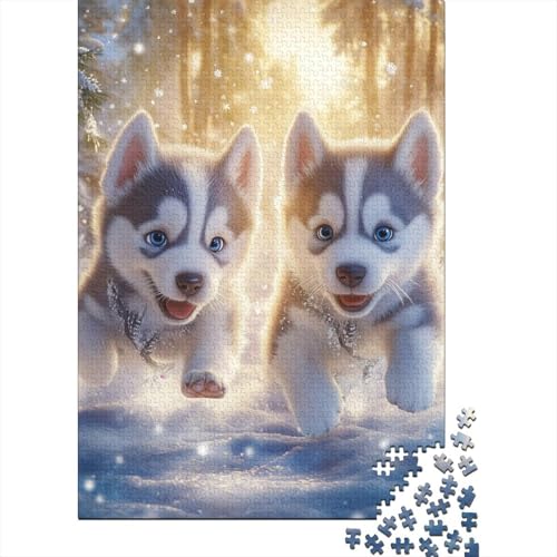 Sibirischer Husky Puzzle 1000 Teile Schwer Puzzle Spielzeug Pädagogisches Spiel Impossible Herausforderungsspielzeug Für Erwachsene Kinder 1000pcs (75x50cm) von GAOYUCHUN