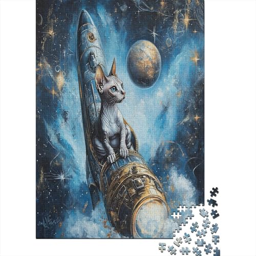 Sphinx Cat Puzzle 1000 Teile Erwachsene Abbauen Familien Holzpuzzle Erwachsene Stressabbau-Spielzeug Für Erwachsene Und Kinder Ab 12 Jahren 1000pcs (75x50cm) von GAOYUCHUN