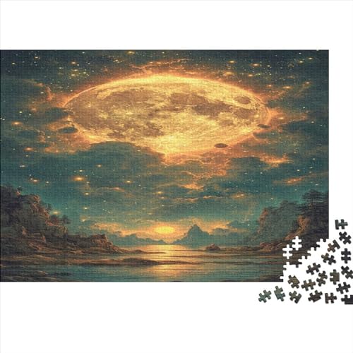 Translucent Astral Blue Moon 1000 Stuck Puzzles Stressabbau-Spielzeug Holzpuzzle Erwachsene Heim Dekoration Erwachsene Und Kinder Ab 14 Jahren 1000pcs (75x50cm) von GAOYUCHUN