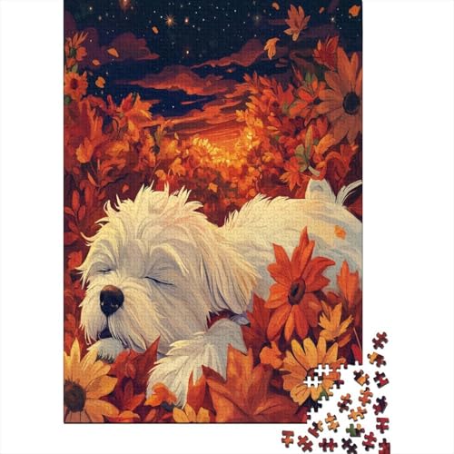 West Highland White Terrier 1000 Stück Puzzles Lernspiel Spielzeug Geschenk Puzzle 1000 Teile Holzpuzzle Erwachsene Herausforderung Erwachsene Und Kinder Ab 14 Jahren 1000pcs (75x50cm) von GAOYUCHUN