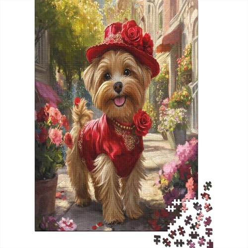 Yorkshire Terrier 1000-teiliges Puzzle UnregelmaBige Einzigartige Puzzle 1000 Teile Holzpuzzle Erwachsene Herausforderung Für Erwachsene Und Kinder Ab 12 Jahren 1000pcs (75x50cm) von GAOYUCHUN