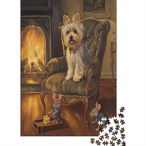 Yorkshire Terrier Puzzle 1000 Teile UnregelmaBige Einzigartige Holzpuzzle Erwachsene Heim Dekoration Für Erwachsene Und Kinder Ab 12 Jahren 1000pcs (75x50cm) von GAOYUCHUN
