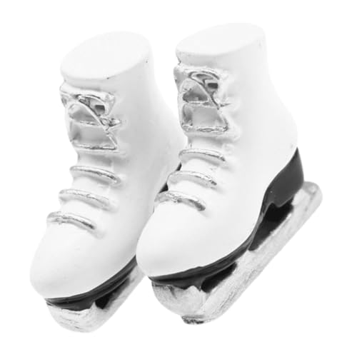 GARIOUANS 1 Paar Sketch Skates Model deko Miniatur-Zubehör Miniatur-Schuhe Puppenhauszubehör Mini-Schlittschuhmodell Mini-Ski-Skates Eislaufspielzeug Eislauf-Ornamente Modelle Harz Weiß von GARIOUANS