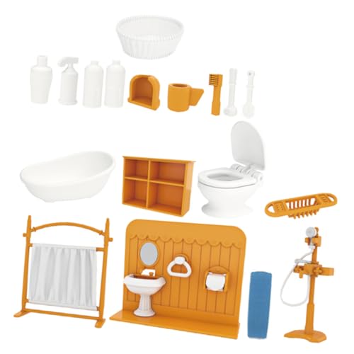 GARIOUANS 1 Satz Babyhaus Badezimmerset Möbel Mini Dekorationen Puppenhaus-Versorgung puppenhaus Badezimmer badewanne für puppenhaus klein puppenhauszubehör Toilette puppenhaus Plastik Gelb von GARIOUANS