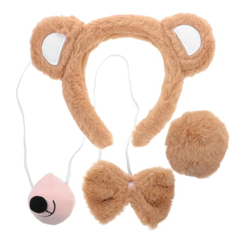 GARIOUANS 1 Satz Bärenkostüm Zubehör Tierohren Haarreif Fliege Nase für Karneval Halloween und Mottopartys Lustiges Cosplay Accessoire für Erwachsene und Teilig GARIOUANS 1 Satz Bärenkostüm Zubehör Tierohren Haarreif Fliege Nase für Karneval Halloween und Mottopartys Lustiges Cosplay Accessoire für Erwachsene und Teilig von GARIOUANS
