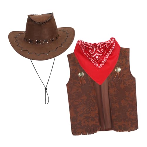 GARIOUANS 1 Satz Cowboy Kostüm für Teiliges mit Weste Hut und Halstuch für Mottopartys Cosplay und Fasching für Jungen Höhe GARIOUANS 1 Satz Cowboy Kostüm für Teiliges mit Weste Hut und Halstuch für Mottopartys Cosplay und Fasching für Jungen Höhe von GARIOUANS