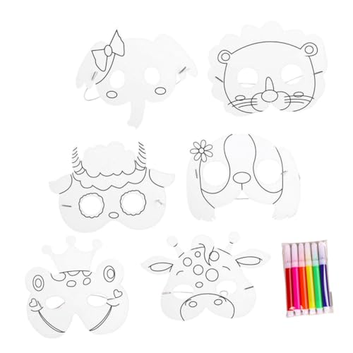 GARIOUANS 1 Satz Diy Tiermasken für Unbemalte Papiertiermasken zum Gestalten Kreatives Bastelset für Geburtstagsfeiern Fördert die Fantasie und Motorik Tiermasken mit Malstiften GARIOUANS 1 Satz Diy Tiermasken für Unbemalte Papiertiermasken zum Gestalten Kreatives Bastelset für Geburtstagsfeiern Fördert die Fantasie und Motorik Tiermasken mit Malstiften von GARIOUANS