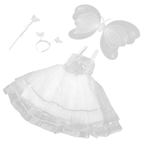 GARIOUANS 1 Satz Feenkostüm Kostüm für Rollenspiele Verkleidungskostüm für Party Bühnenoutfit Kinderleistung Outfit Performance-Kostüm für Angel Cosplay -Kostüm Engel Kostüm Netz Weiß von GARIOUANS