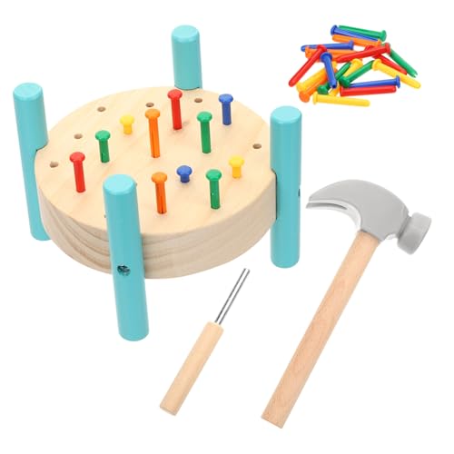 GARIOUANS 1 Satz Holz Nagel Hammer Spielzeugset für Kleinkinder Bunte Arbeitsbank Hand Augen Koordination und Konzentration für Ab Jahr von GARIOUANS