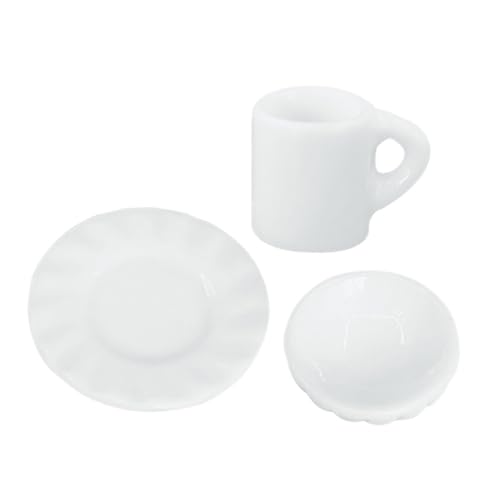 GARIOUANS 1 Satz Küchenrequisiten vorgeben esspressokaffeetassen Set Caffe tassen Set mini schälchen Minischüssel Puppenhaus-Ornamente klein Essen winzige Tassen Mini- -Layout Harz Weiß von GARIOUANS