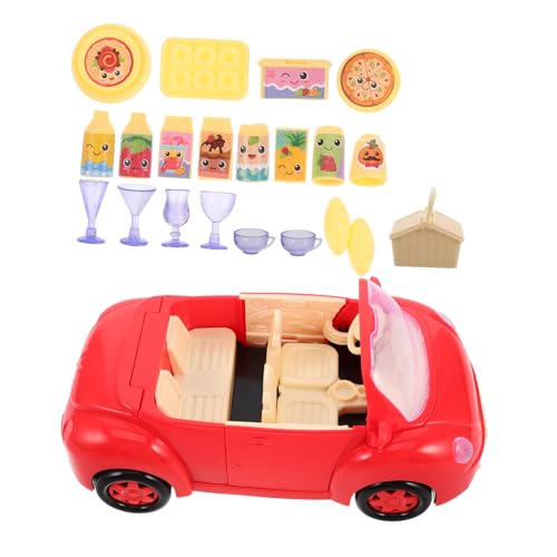 GARIOUANS 1 Satz Picknick-Spielzeugwagen Rollenspiel im offenen Wagen Simulation von Picknick-Essen Simulation Essen Geschirr Rollenspiel mit Essenskorb küche spielset Plastik von GARIOUANS