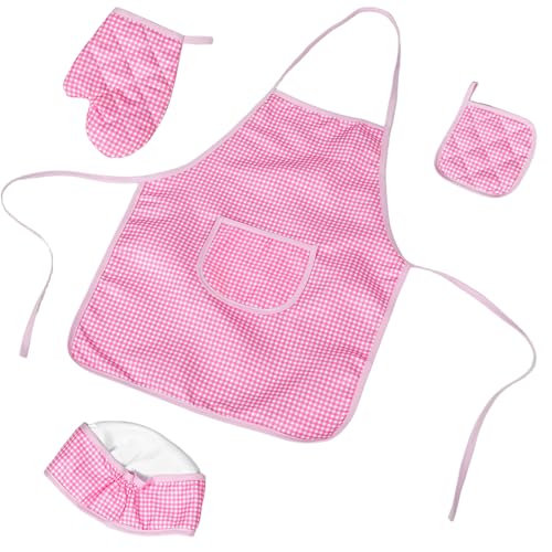 GARIOUANS 1 Set Kinderküchenschürze Kleinkinderschürze Kinderschürzen Zum Kochen Kinderbackschürzen Für Kochschürzen Backsets Für Kochmütze Und Schürze Für Polyester Rosa von GARIOUANS