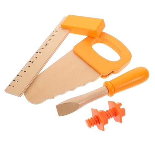 GARIOUANS 1 Set Lernen Holz Werkzeug Set Mit Schraube Schraubendreher Kettensäge Und Lineal Holz Pretend Play Werkzeug Set Interaktives Spielzeug Für Jungen Und Mädchen von GARIOUANS