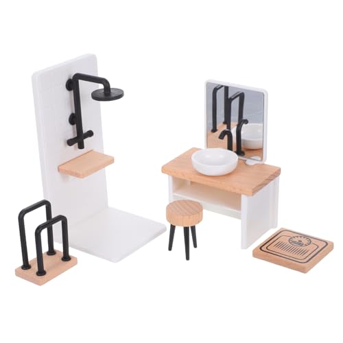 GARIOUANS 1 Set Miniaturmöbel: Puppenhaus Im Maßstab 1:12, Badezimmer, Duschraum, Waschbecken, Handtuchhalter, Hocker, Modell Für Puppen, DIY-Badezimmer, Spieldekoration GARIOUANS 1 Set Miniaturmöbel: Puppenhaus Im Maßstab 1:12, Badezimmer, Duschraum, Waschbecken, Handtuchhalter, Hocker, Modell Für Puppen, DIY-Badezimmer, Spieldekoration von GARIOUANS