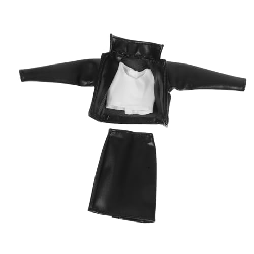 GARIOUANS 1 Set Puppenkleidung Puppen Make Up Zubehör Puppenrock Und Shirt Puppenbekleidung Accessoires Puppenzubehör Puppenanziehkleidung Kunstleder Schwarz von GARIOUANS