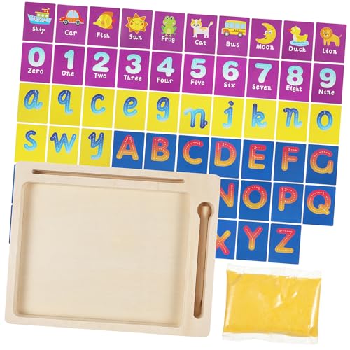 GARIOUANS 1 Set Schreiben Spiele Sand Tablett Montessori Brief Formation Sand Schreibschale Mit Karten Stift Und Sand Für Kinder Für Kindergarten Klassenzimmer Must Haves Haves von GARIOUANS