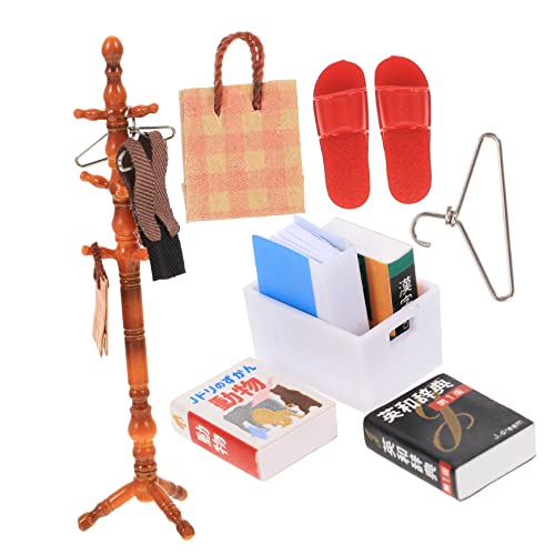GARIOUANS 1 Set Simulation Puppenhaus Kleiderständer Set Kleiderbügel Für Mädchen Babypuppe Kleidung Outfit Babypuppe Mini Puppenhaus Puppen Kunststoff + Stoff + Edelstahl + Leder von GARIOUANS