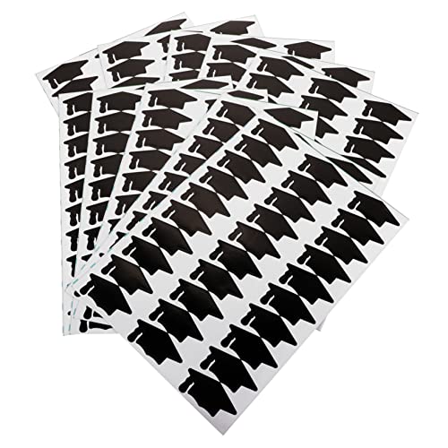 GARIOUANS 10 Blatt Doktor Hut Aufkleber DIY-Kappenaufkleber Selbstklebende Aufkleber Abschlussbezeichnungen Aufkleber in Kappenform Aufkleber für Doktorgradkappen Papier Schwarz von GARIOUANS