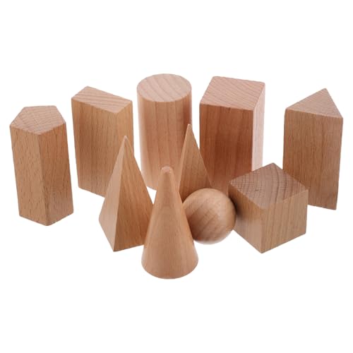 GARIOUANS 10 Stück Geometrisches Modell Aktivitätswürfel Feste Geometrieblöcke Geometrie Bausteine ​​Mathe Formblöcke Formspielzeug Unterrichtsbedarf Homeschool Zubehör Formspiele Beige von GARIOUANS