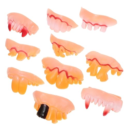 GARIOUANS 10 Stück Halloween Falsche Zähne Teiliges Kostümzubehör für Lustige Halloween Partys Vampirzähne Prothesen für Spooktastische Verkleidungen Langlebig und Vielseitig Einsetzbar von GARIOUANS