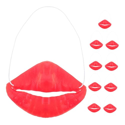 GARIOUANS 10 Stück Kniffliges Deko Halloween-Maskerade-Requisiten Maskerade Cosplay -partyzubehör Halloween-Gesichtsmaske Halloween Witze Requisiten Wurst Mund Emulsion Rot von GARIOUANS