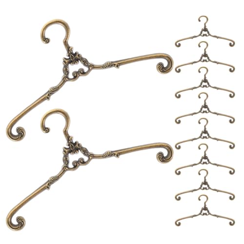 GARIOUANS 10 Stück Miniatur Puppen kleiderbügel aus Metall Antik Bronzefarben Stabile Miniaturbügel für Puppenhaus Puppenkleidung Sicher und Platzsparend von GARIOUANS