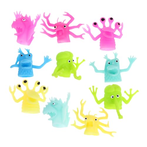 GARIOUANS 10 Stück Teiliges Fingerpuppen Bunte Mini Handspiel Figuren für Geschichten und Rollenspiele Zufällige Monsterstile Robustes für Familienaktivitäten von GARIOUANS
