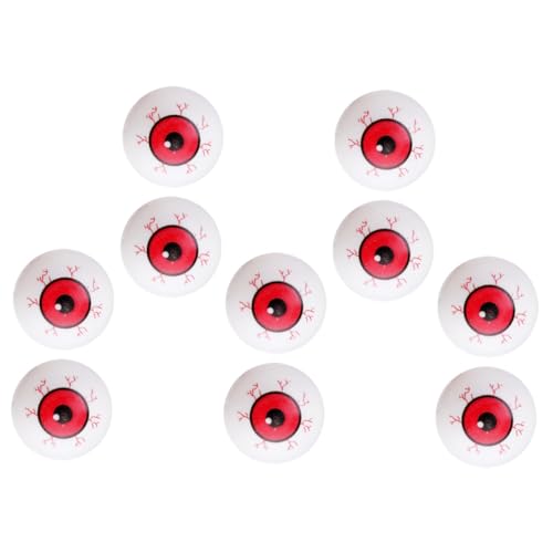 GARIOUANS 10 Stück Teiliges Halloween Deko mit Roten Kunststoff Eyeballs Gruselige Party Accessoires und Horror Stabiles Material für Schaurige Raumdekoration und Kreatives von GARIOUANS