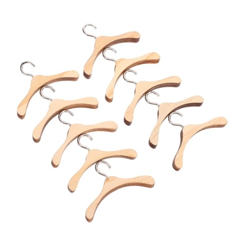 GARIOUANS 10 Stück Teiliges Holzkleiderbügel für Bjd Puppen Praktische Puppenzubehör Kleiderbügel Naturfarbene Kleine Holzbügel für Puppenkleidung und Puppenhaus Zubehör von GARIOUANS