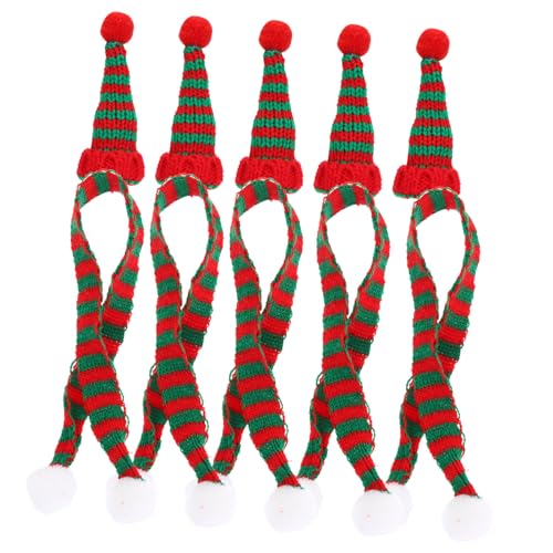 GARIOUANS 10 Stück Teiliges Mini Nikolausmützen aus Weichem Wolle mit Passendem Schal Weihnachtsdeko für Weinflaschen DIY Bastelzubehör für Festliche Partydekoration und von GARIOUANS