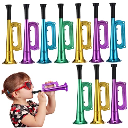 GARIOUANS 10 Stück Teiliges Party Tröten Kunststoff Trompeten Bunte Farben Laute Cheer Horns Leichte Musikspielzeuge für Stadion Fußball Zubehör von GARIOUANS