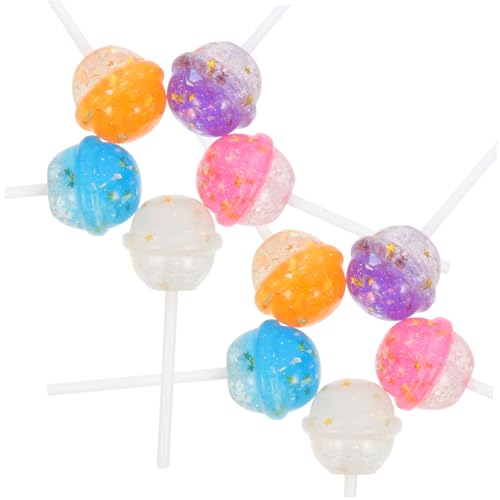 GARIOUANS 10 Stück Teiliges Realistischer Resin Lutscher mit Glitzereffekt Kompakte Verschleißfest Vielseitig als Fotorequisite DIY Deko und Festliche Accessoires Bunte Farbmischung von GARIOUANS