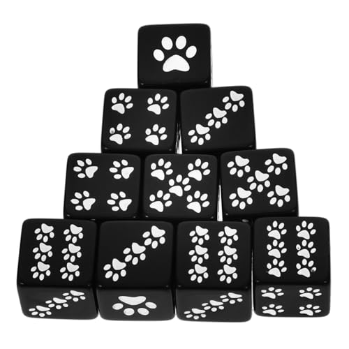 GARIOUANS 10 Stück Teiliges Schwarze Resin Würfel Seitigem Cartoon bärentatzen Muster Kleine Spielwürfel für Brettspiele Lernspiele und Unterhaltung zu Hause oder Unterwegs von GARIOUANS