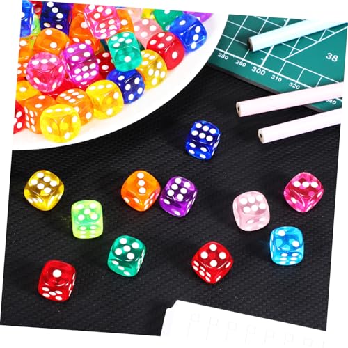 GARIOUANS 100 Stück Teiliges Acryl Würfelset Bunte Kleine Würfel für Brettspiele Partyspiele und Unterricht Langlebig Glatte Oberfläche Farbenfrohe Designs für Vielseitigen Spielspaß von GARIOUANS