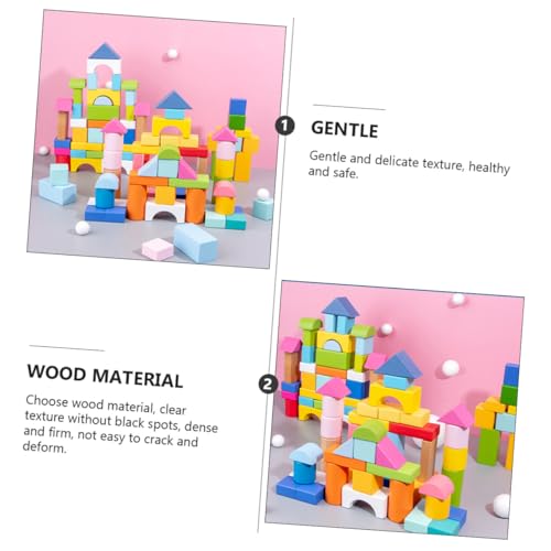 GARIOUANS 100 Stück Teiliges Holz bauklötze Geometrische Bausteine Lernspielzeug aus Langlebigem Holz für Kleinkinder Kreativität und Hand Auge koordination von GARIOUANS