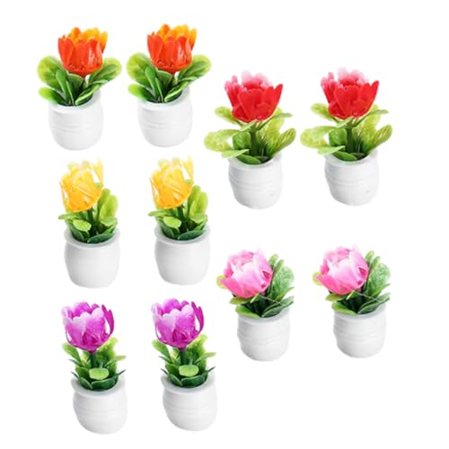 GARIOUANS 10Stücke Topfpflanze Deko Künstliche Pflanzen für Mini Bonsai Dekoration Simulation Topfpflanze für Garten Puppenhaus und Kreative Gestaltung von GARIOUANS