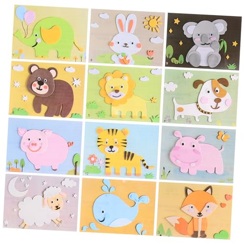 GARIOUANS 12 Blatt Teiliges Tierpuzzle Sticker aus Eva für Pädagogisches DIY Bastelmaterial mit Glatten Kanten Formbasiertem Lernspielzeug Feinmotorik und Teamfähigkeit GARIOUANS 12 Blatt Teiliges Tierpuzzle Sticker aus Eva für Pädagogisches DIY Bastelmaterial mit Glatten Kanten Formbasiertem Lernspielzeug Feinmotorik und Teamfähigkeit von GARIOUANS