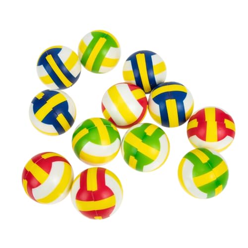 GARIOUANS 12 Stück Bunte Mini Volleyball Stressbälle aus PU Lustige Antistress Dekompression Spielzeuge Handliche Knautschbälle für Erwachsene zur Stresslinderung von GARIOUANS