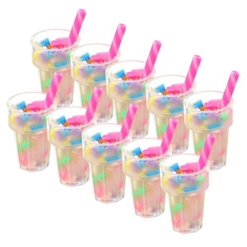 GARIOUANS 12 Stück Mini Milk Tea Getränkemodell Puppenhaus Tee Mini-Hausschmuck Miniaturszene Mini House Decor Dollhouse Dekorationen Mini- -Ornament-Miniaturen kleines Hauszubehör Harz von GARIOUANS