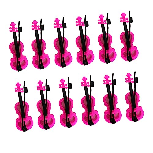 GARIOUANS 12 Stück Mini -geigenspielzeug Musikspielzeug Für Musikinstrumente Puppenhaus Geige Mini-Violine-Modell Mini-puppenhausgeige Miniaturgeigenschmuck Plastik Rosig von GARIOUANS