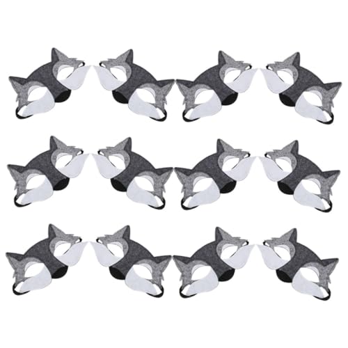 GARIOUANS 12 Stück Teiliges Halloween Wolf Maske aus Leichtem Filz Halbes Gesicht Atmungsaktiv Realistische Tiermaske für Kostüm Cosplay Maskerade und Partyzubehör GARIOUANS 12 Stück Teiliges Halloween Wolf Maske aus Leichtem Filz Halbes Gesicht Atmungsaktiv Realistische Tiermaske für Kostüm Cosplay Maskerade und Partyzubehör von GARIOUANS