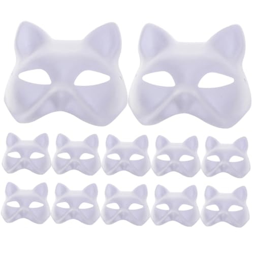 GARIOUANS 12 Stück Teiliges Katzenpapiermasken zum Bemalen Handbemalt DIY Blanko Masken aus Papiermaschee Sichere Party und Bühnenmasken für Karneval Halloween und Cosplay für Erwachsene GARIOUANS 12 Stück Teiliges Katzenpapiermasken zum Bemalen Handbemalt DIY Blanko Masken aus Papiermaschee Sichere Party und Bühnenmasken für Karneval Halloween und Cosplay für Erwachsene von GARIOUANS