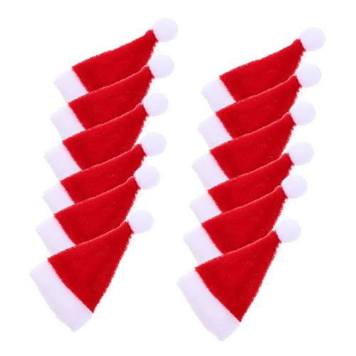 GARIOUANS 12 Stück Teiliges Mini Weihnachtsmützen aus Sicherem Kleine Rote Santa Hüte für Lollipops Flaschendekoration Partydeko Kompakt Tragbar für Süßigkeitenverpackung und Bastelbedarf von GARIOUANS