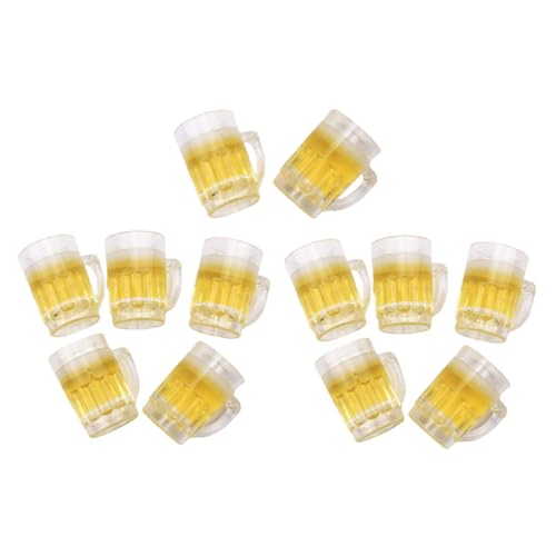 GARIOUANS 12 Stück Teiliges Miniatur Bierkrug aus Resin Detailreiche Puppenhaus Dekoration Langlebige Miniatur Biergläser für Minihäuser Mikro Landschaften Tischdeko und Fotorequisiten von GARIOUANS